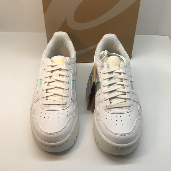 Asics Womenś Japan S PF Retro Platform Sneaker Size 9 White/Oasis Green Color - Picture 9 of 12